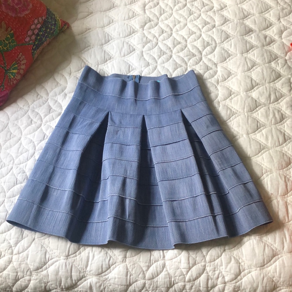 Pleated Denim Skirt